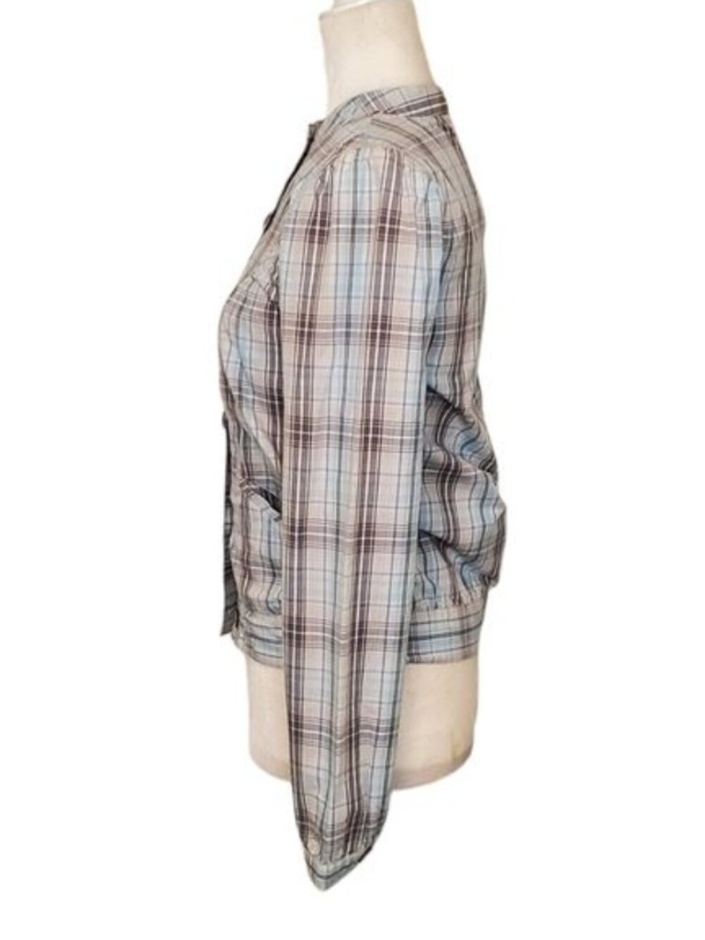 Split Women's Blue Plaid Print Jacket Size XSmall - Picture 2 of 12